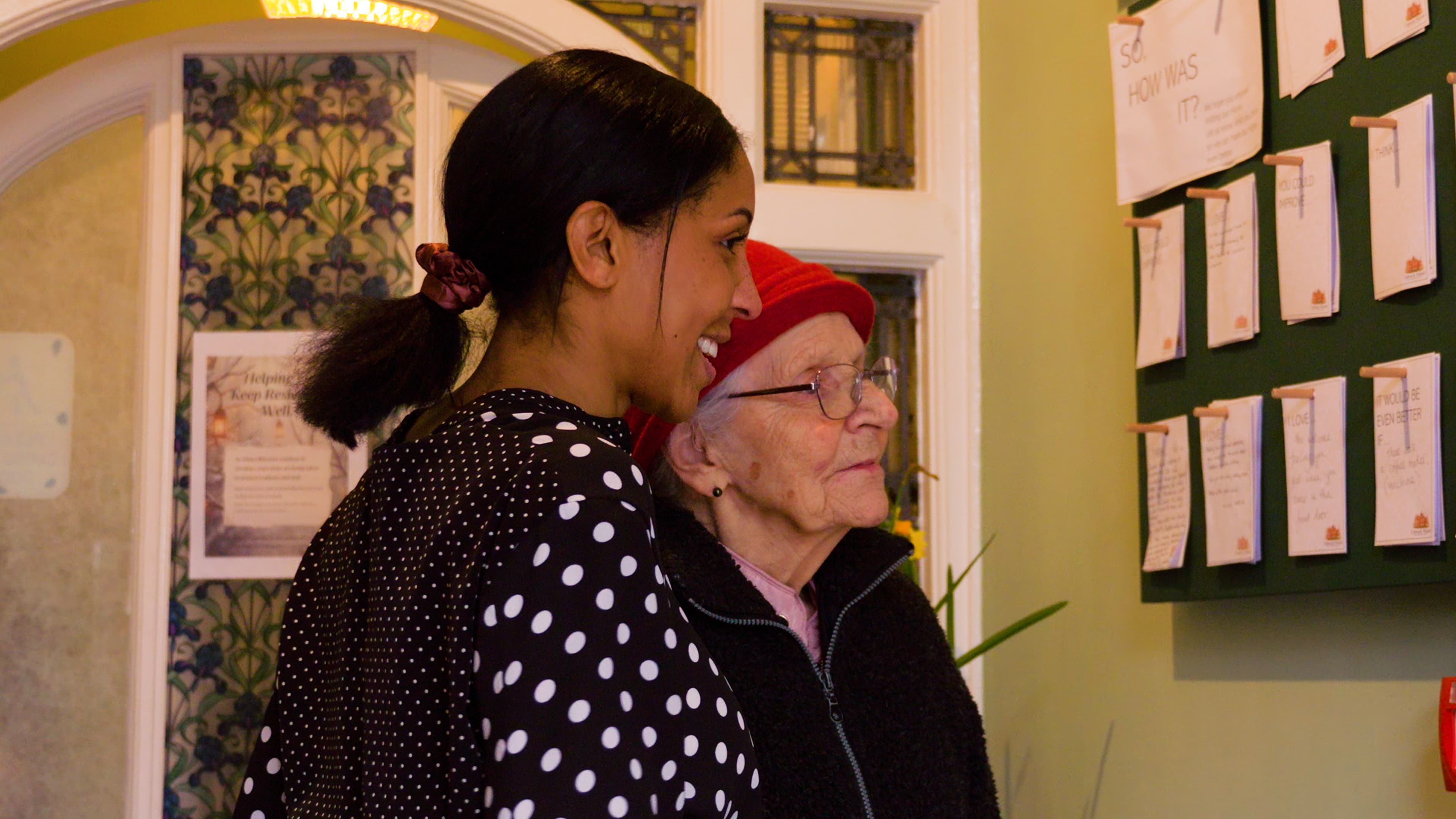 A Canwick House resident sharing a warm, happy moment with a carer